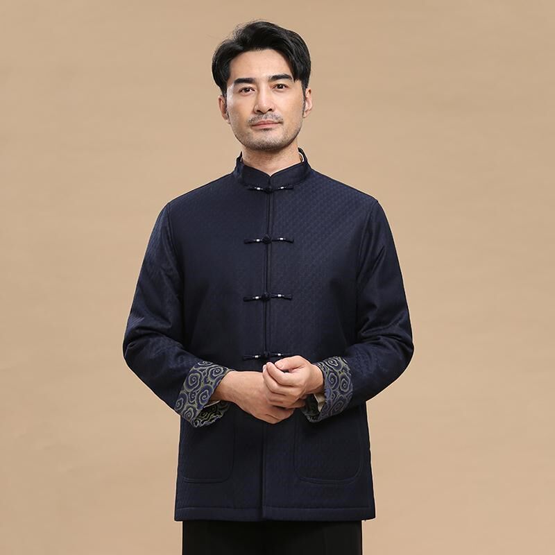 唐装男中式秋冬季加厚中老年棉服立领盘扣爸爸装外套复古休闲上衣