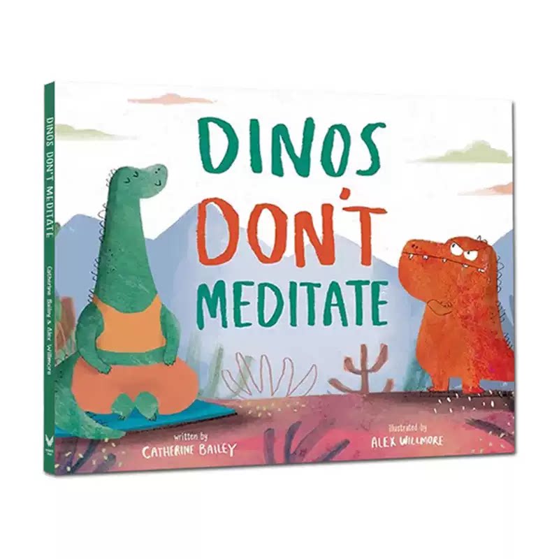 英文原版 Dinos Don't Meditate 精装 恐龙历险记 儿童情商友谊绘本 情绪控制图画书