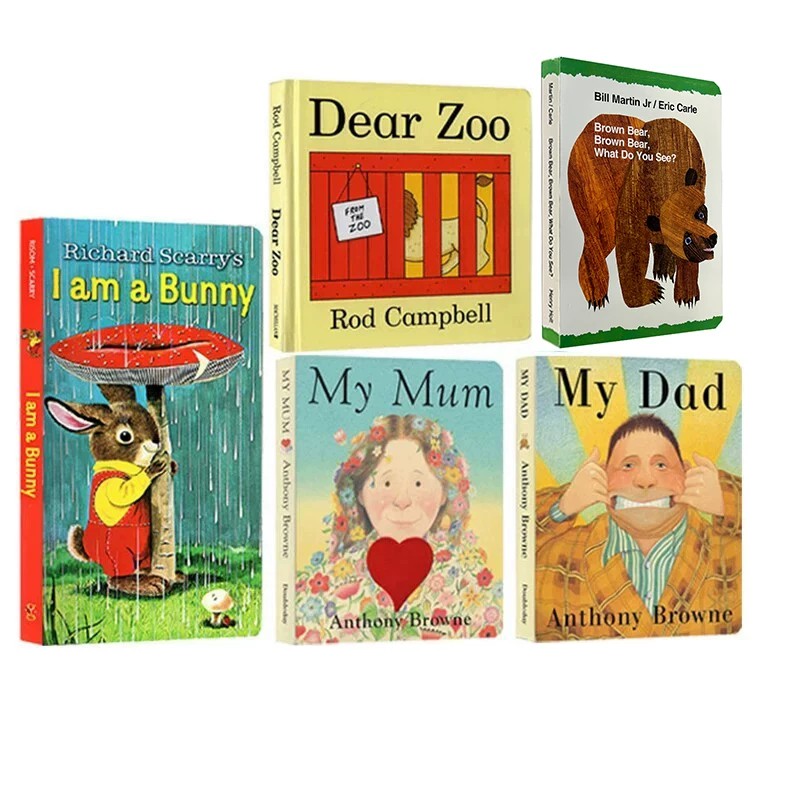 英文启蒙绘本5册 My Mum 我妈妈 My Dad 我爸爸 Where'S Spot? 棕熊 Dear Zoo 亲爱的动物园 I Am a Bunny 我是一只兔子