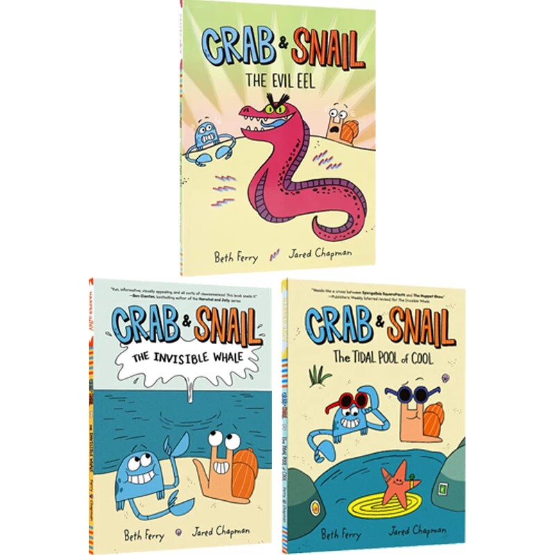 英文原版 Crab and Snail 螃蟹和蜗牛3册合售 全彩漫画绘本图画书 暖心友谊 图像式章节小说