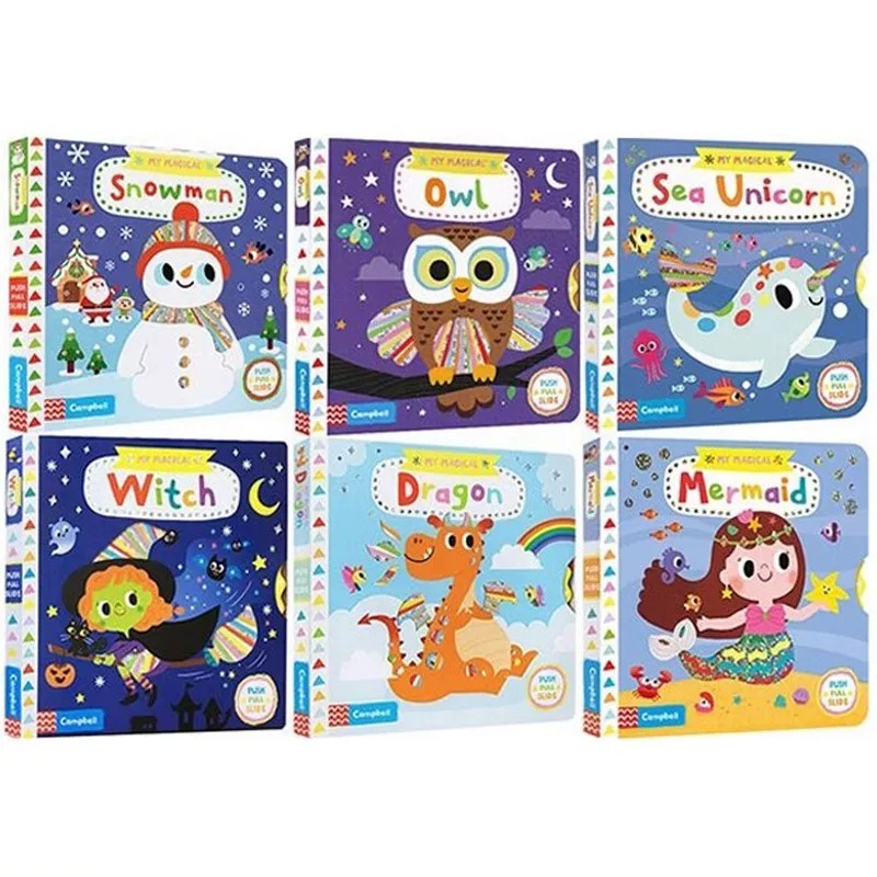我的神奇魔法操作书 My Magical Dragon/Sea Unicorn/Witch/Mermaid/Owl/Snowman 6册合售 英文原版 启蒙认知韵文机关活动纸板书