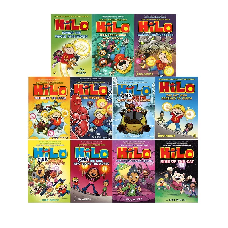 英文原版 Hilo Book11册 Gina The Girl Who Broke the World 希罗书系列精装打败怪物拯救世界科幻冒险儿童全彩漫画桥梁章