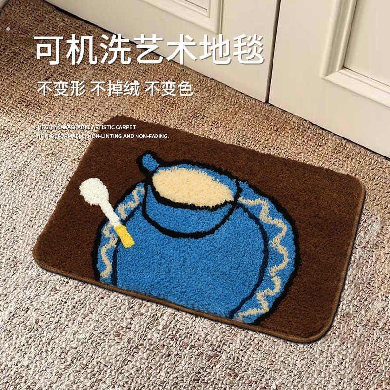 咖啡杯地垫韩国植绒地垫浴室吸水凉垫化妆室厕所防滑脚垫簇绒地毯