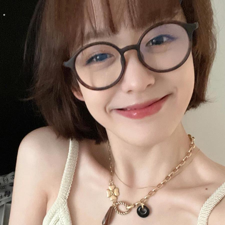 日系复古可爱圆框眼镜女豹纹超轻近视可配度数素颜文艺防蓝光镜架