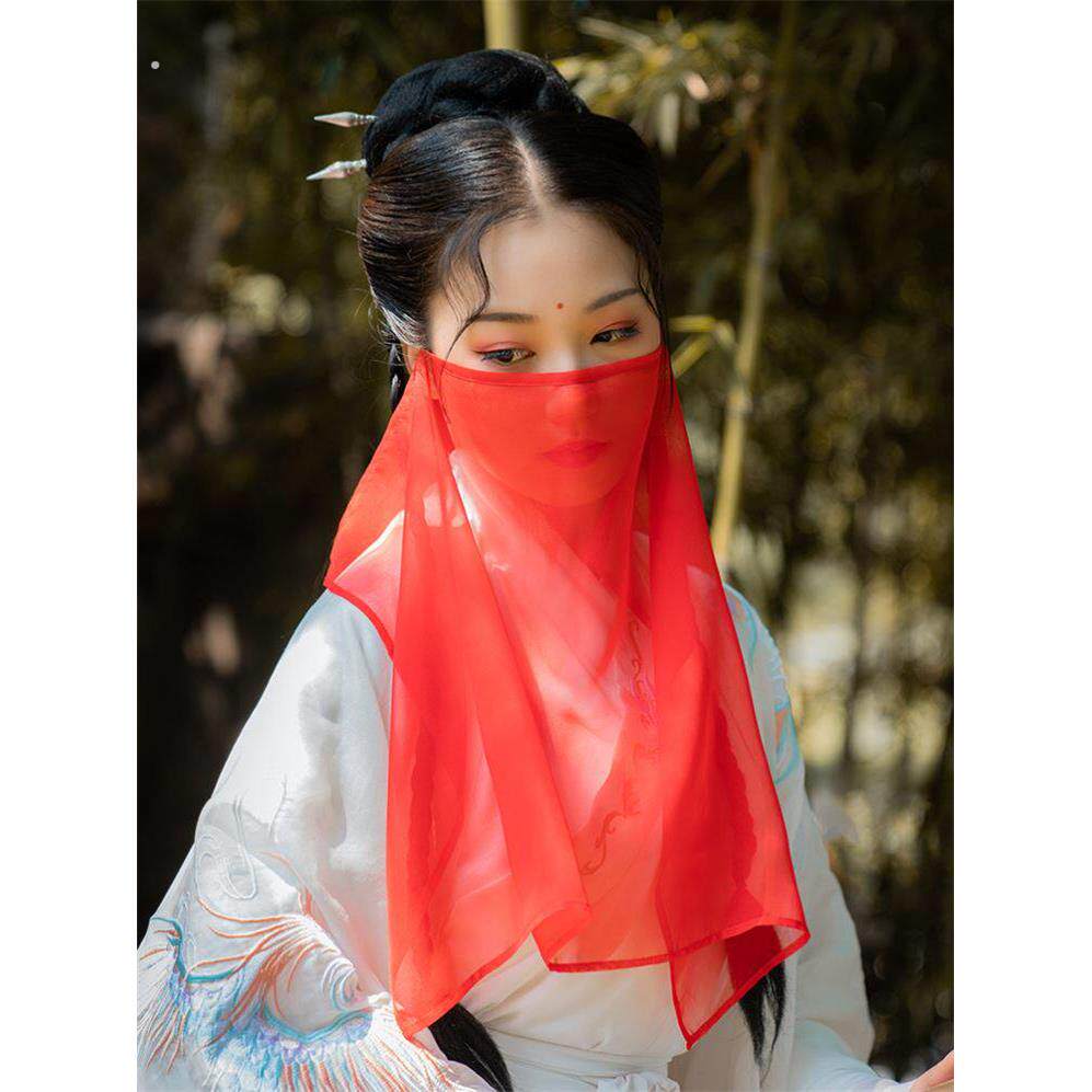 中国风汉服面罩挂耳古风遮面纱古装仙女主播仙气挂耳遮脸面帘防晒
