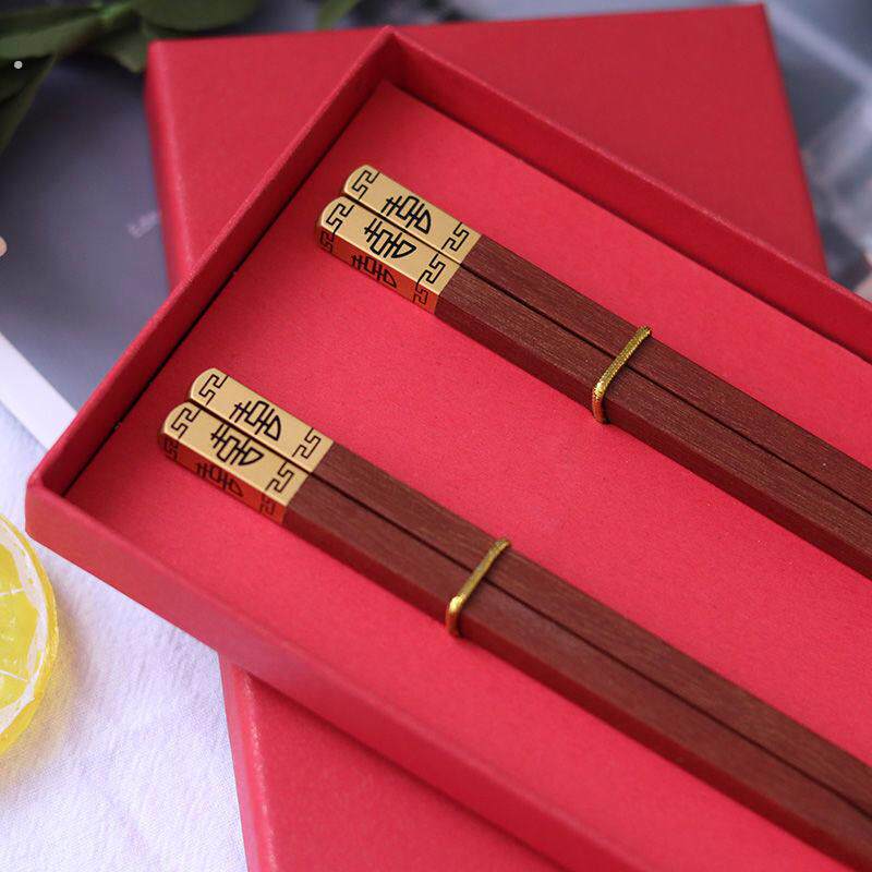备婚红筷子结婚喜庆婚宴酒席用餐具喜字一次性婚庆中国红婚礼喜筷