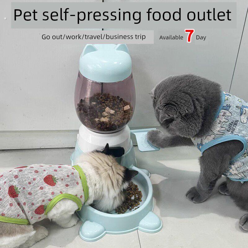 猫咪手动喂食器猫碗自动喂食猫粮盆饮水一体猫食盆幼猫喝水碗用品
