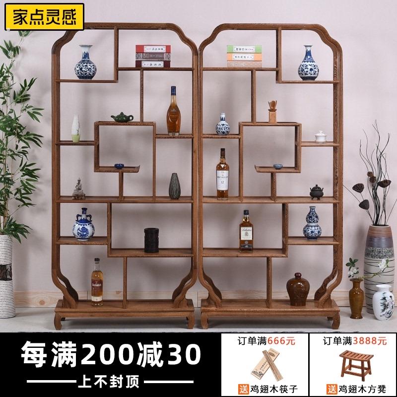 红木家具 鸡翅木博古架实木中式 隔断仿古多宝阁茶室古董架置物架