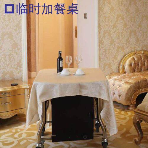 不锈钢送餐车可折叠黑色豪华加餐桌电热保温箱高档客房服务手推车