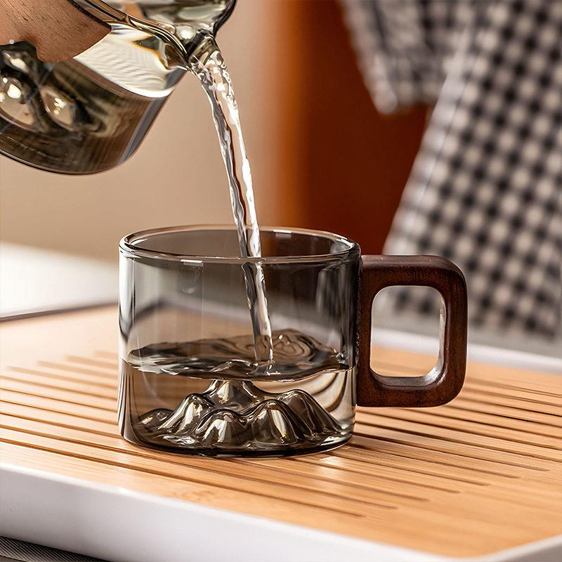 带把观山玻璃杯茶杯高颜值家用加厚耐高温品茗小茶杯迷你喝水杯子