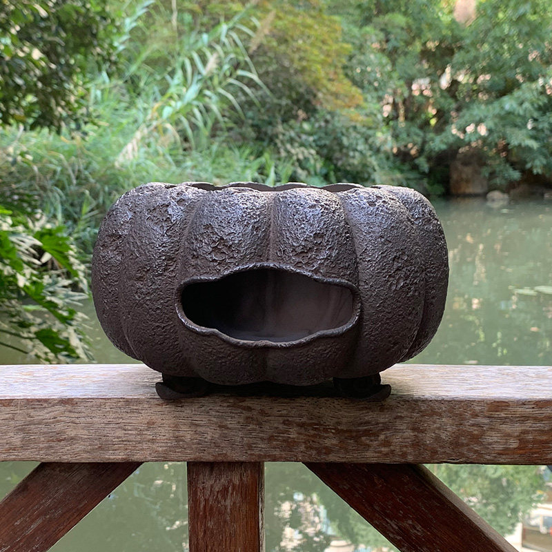 南瓜炭炉日式铸铁茶具纯手工复古烧水炉客厅铁艺泡茶炉茶空间茶具
