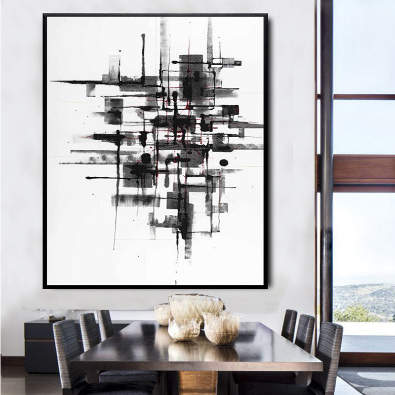 酒店墙壁装饰画红色抽象油画简约玄关走廊客厅喷绘画过道书房挂画