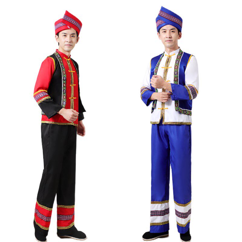 新款苗族舞蹈服装壮族土家族瑶族侗黎族云南广西少数民族男演出服