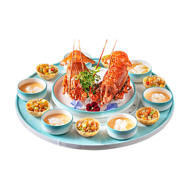 高级感酒店餐盘特色干冰盘子菜邮大龙虾龙包盘四海腾餐具创意意境
