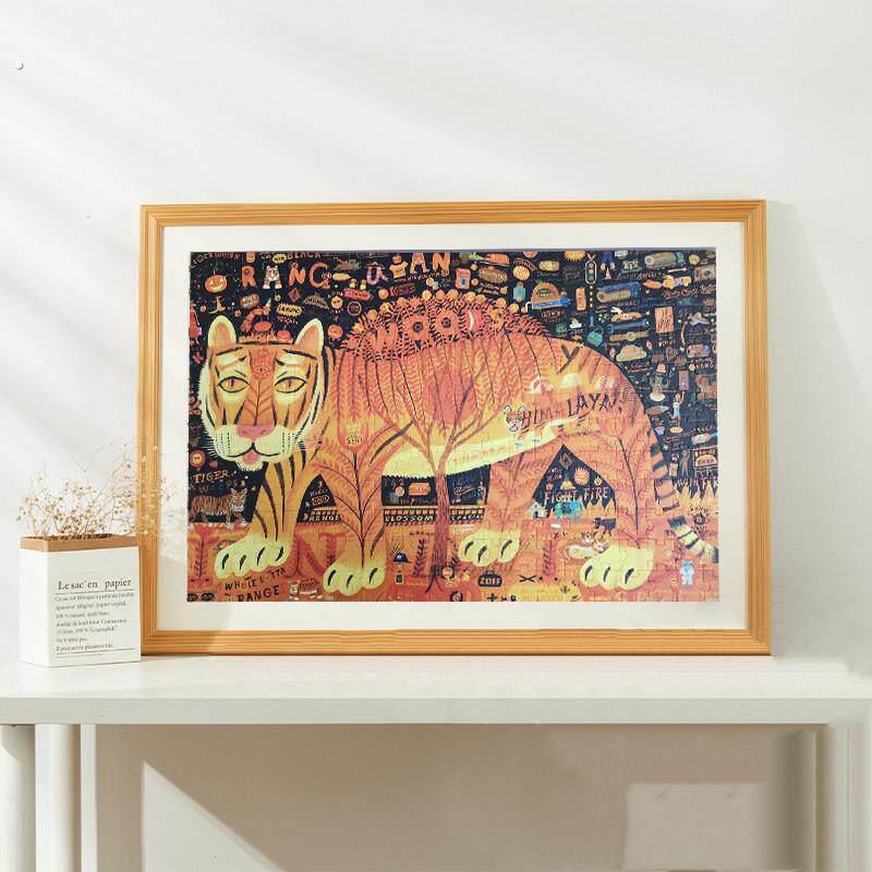 实木相框1000片裱框300片进阶益智插画拼图卡纸画框挂墙500片定制图片