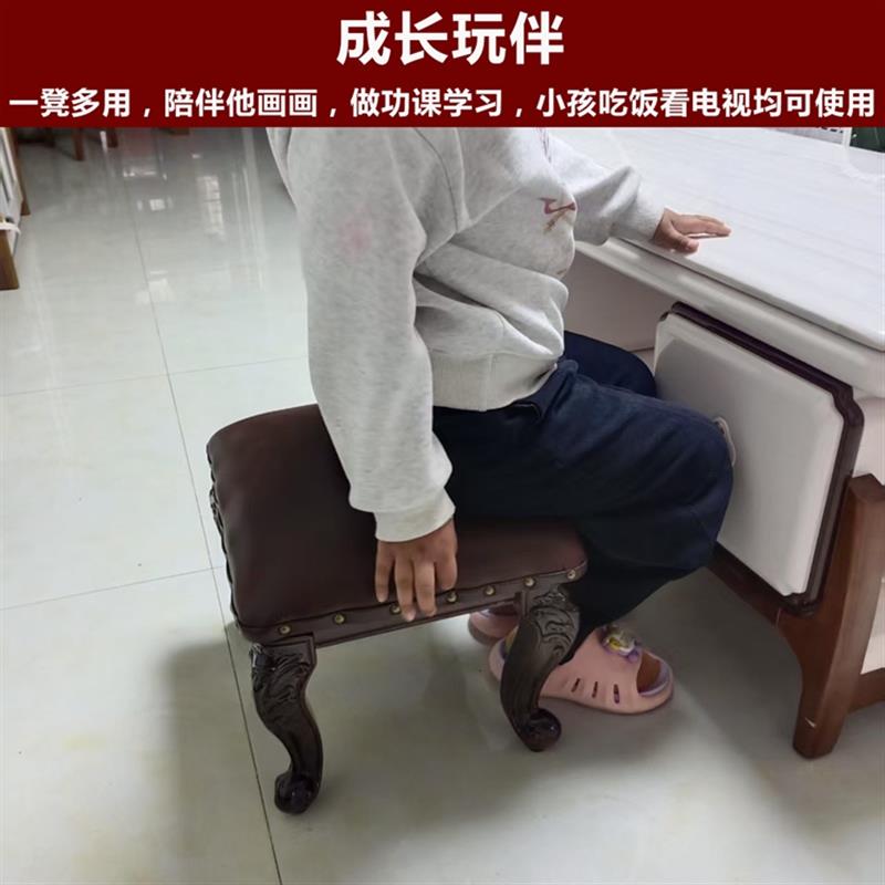 美式换鞋凳门口小凳子家用矮凳欧式儿童实木雕花客厅茶几凳沙发凳