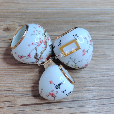 景德镇画眉鸟食罐鸟碗鸟食杯金口喜上眉梢大号中号广笼川笼鸟用具