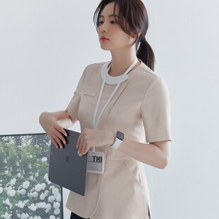 美容院工作服女足疗技师工作服美容师护士服夏季工装职业气质套装