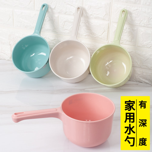 白色水瓢加厚塑料家用长柄水勺厨房舀子洗发勺加深大号耐用水舀子