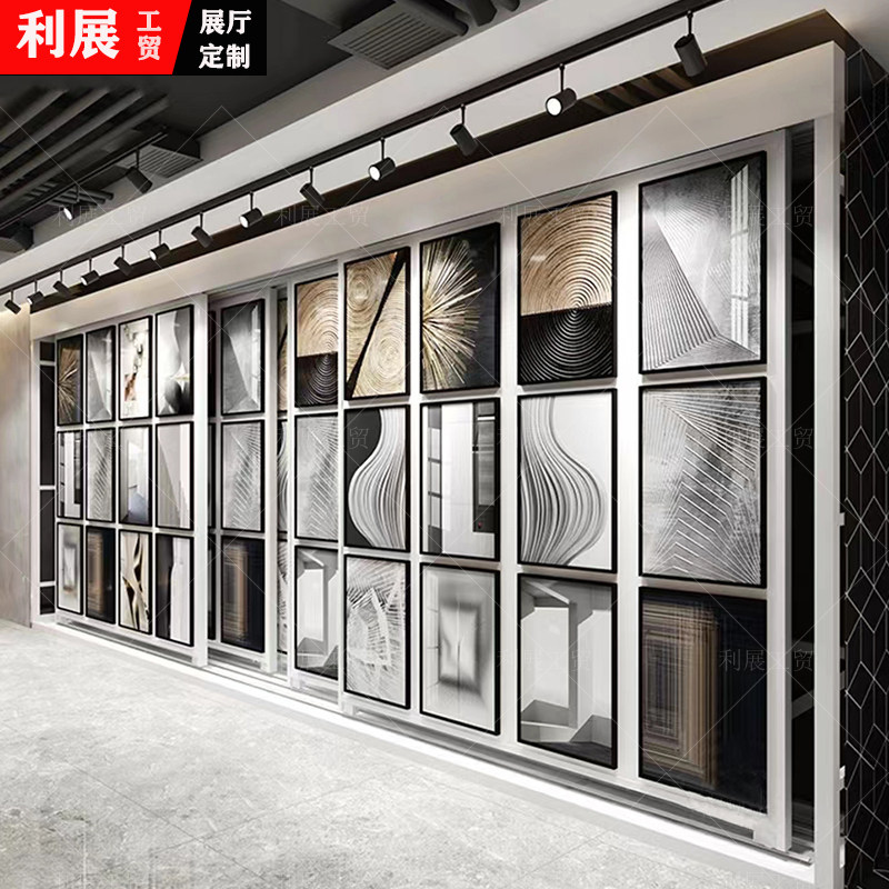 挂画展示架国画油画装饰画样品推拉柜相框多功能调节平推拉立式新