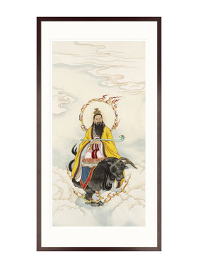 工笔神仙人物国画通天教主大罗金仙画像玄关书房中式卷轴装饰挂画