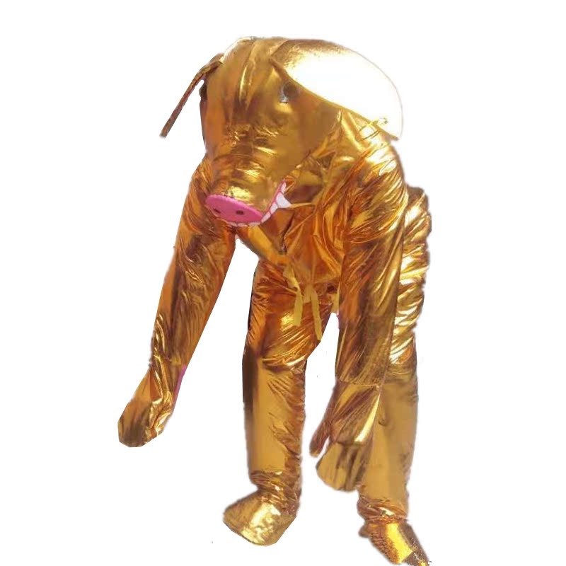 人穿十二生肖黑粉金色猪衣服装人偶年会节日舞台表演出红社火道具
