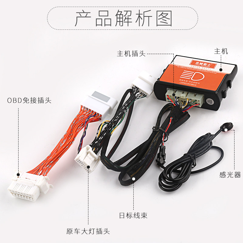 09-10-11-12-13-14-15-18款汉兰达自动大灯改装感应OBD免破线专用
