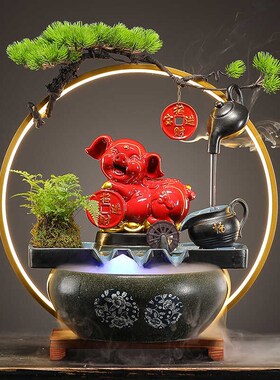 创意悬壶招财猫流水摆件乔迁开业礼物家居客厅办公室轻奢装饰摆设