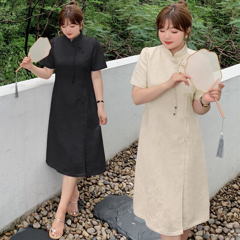 2025夏装新品230斤加加大码女伴娘宴会礼服旗袍200胖mm显瘦连衣裙