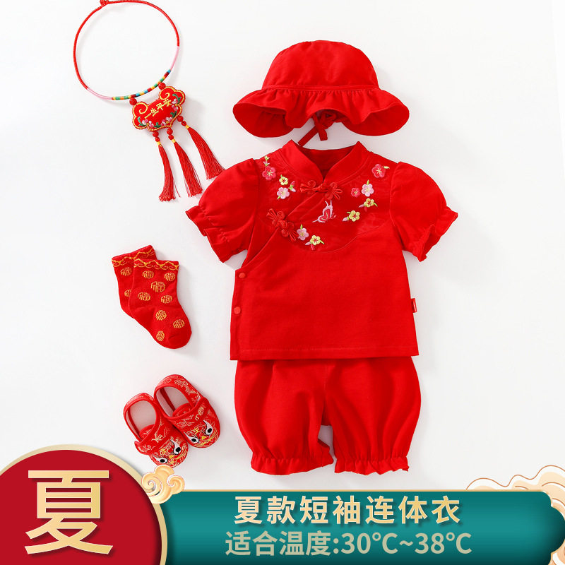 女宝宝衣服夏装一周岁宴抓周服满月百日宴礼服夏季新生婴儿唐装