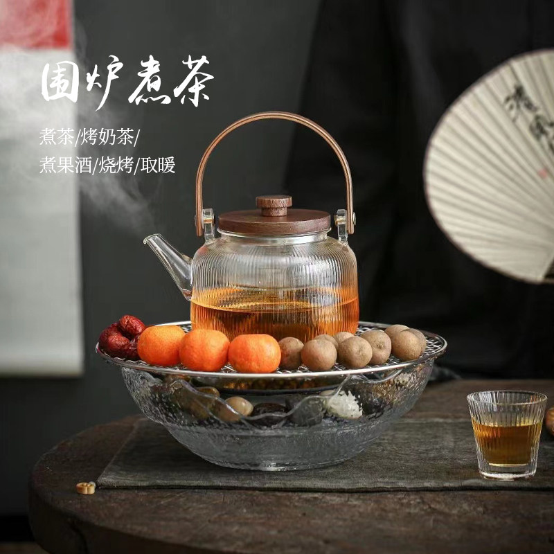 围炉煮茶器室内家用插电中式烤茶炉静音电陶炉玻璃泡茶壶电炉全套