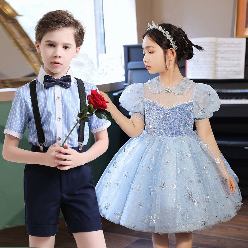 儿童大合唱服中小学生幼儿园团体演出服装男童套装女童主持人礼服