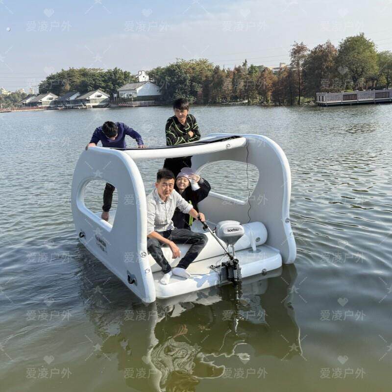 跨境出口水上充气游艇厂家直供游艇景区观光游船太阳能永动机厂家