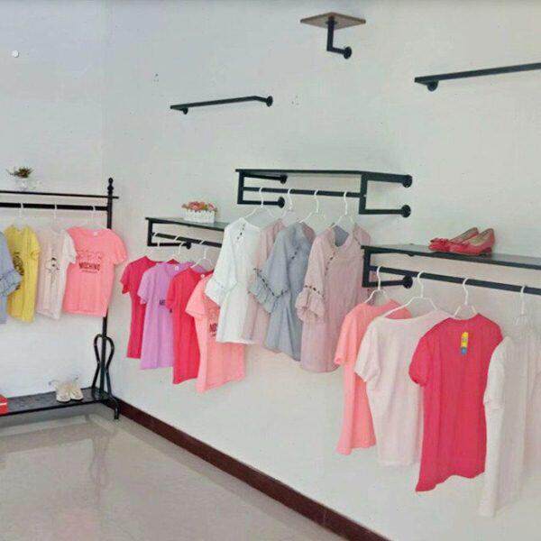 服装店衣架上墙正挂侧挂展示货架衣服壁挂田园风格挂衣杆促销