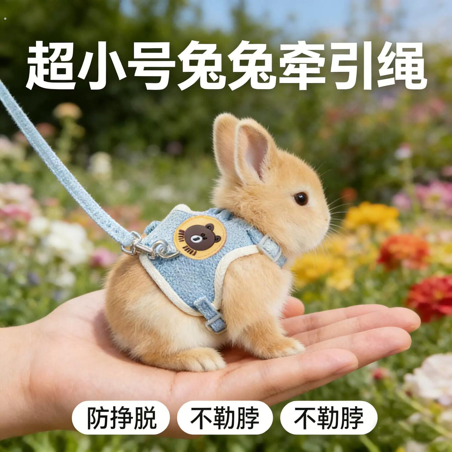 超小号兔子专用牵引绳防挣脱宠物兔兔侏儒垂耳兔幼兔荷兰猪 龙猫