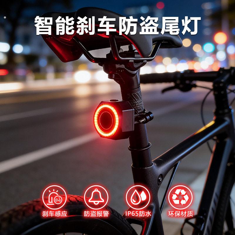 定制摩托车电动车自行车灯山地车夜骑防盗器尾灯遥控震动报警器