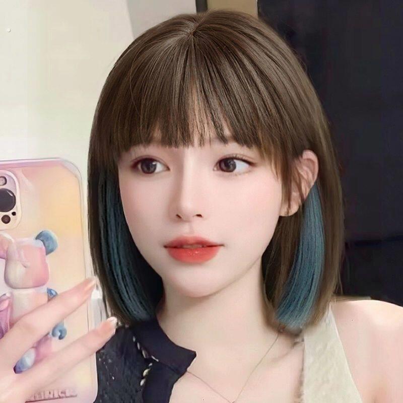 假发女全头套式短发超自然波波头明星同款挑染新款看不出来假发套