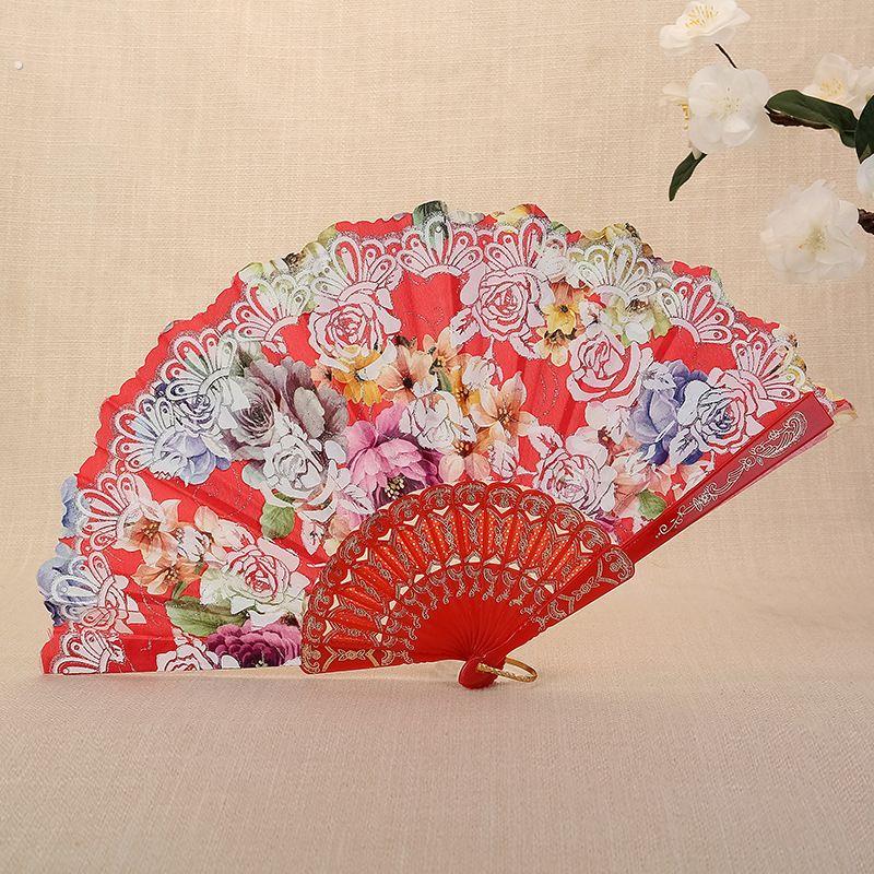 玫瑰中国风女士折扇咏春舞蹈扇 高档女士小扇子礼品扇子