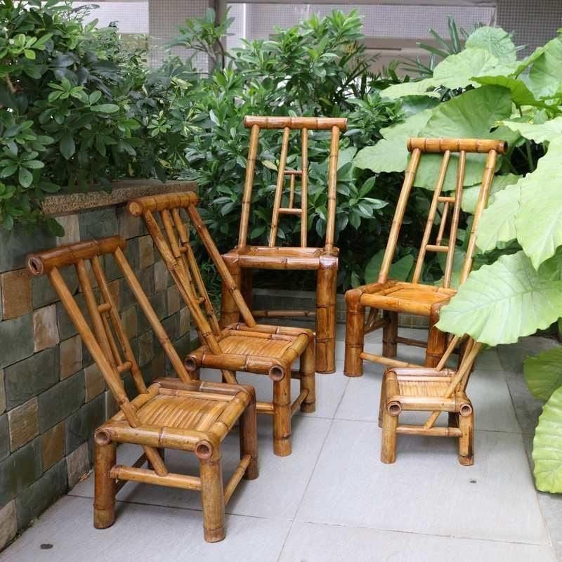 老式靠背竹椅子纯手工茶馆传统怀旧竹编小竹椅小藤椅复古竹凳子