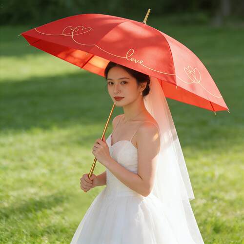 新娘出门红伞高级婚伞 接新娘结婚用的新娘伞新娘子结婚出嫁雨伞