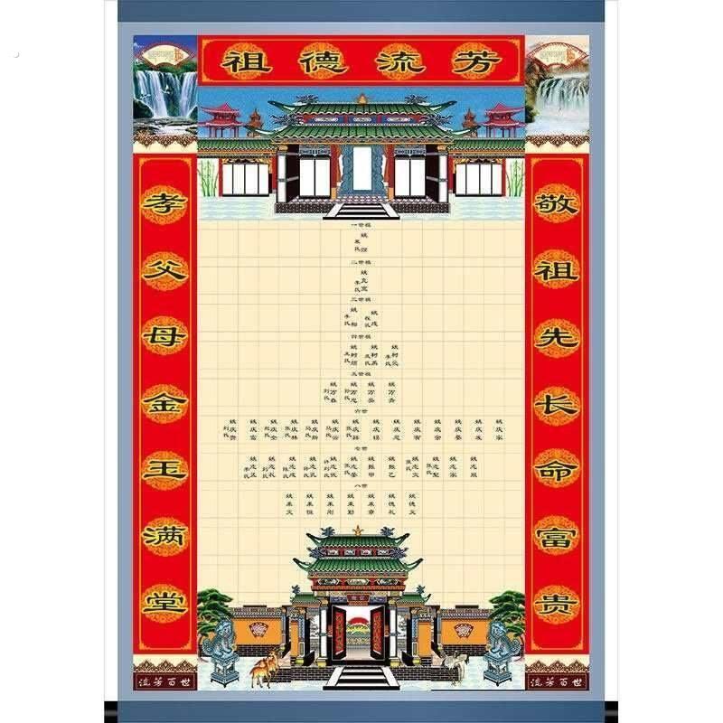 族谱宗谱图定制大幅挂图大堂祠堂挂图卷轴挂画