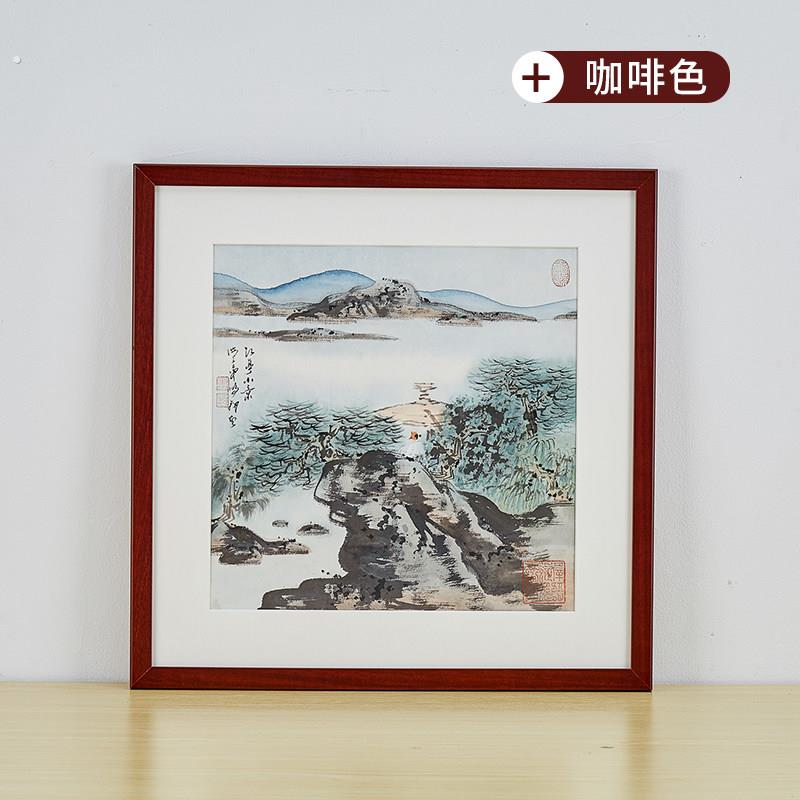 斗方国画 画框字画 画框装裱画 画框书法定制正方形裱框挂墙宣纸