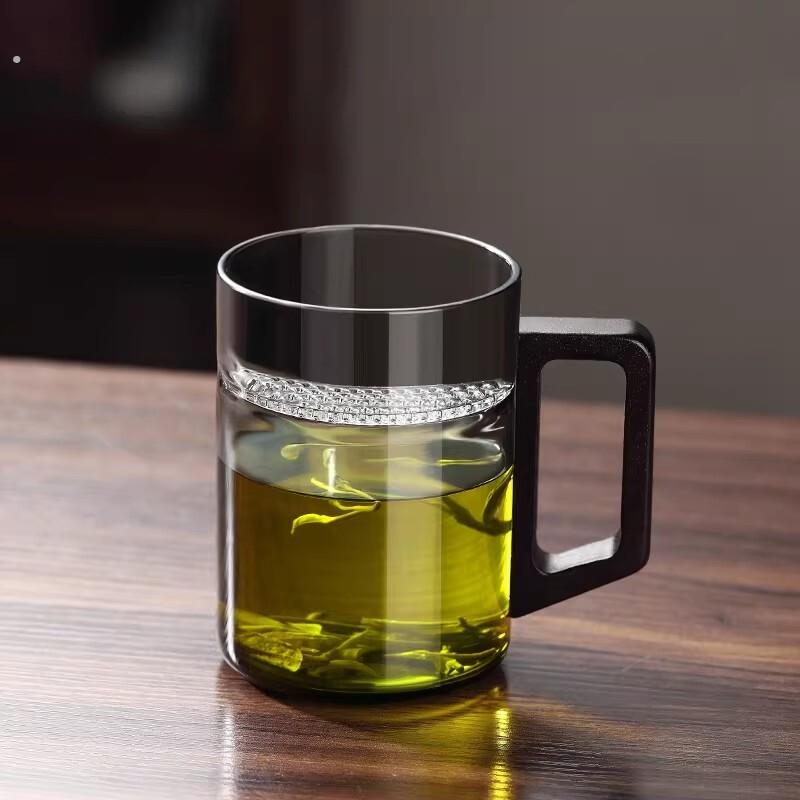 茶水分离耐高温个人专用绿茶杯月牙杯玻璃加厚过滤泡茶杯子喝茶杯