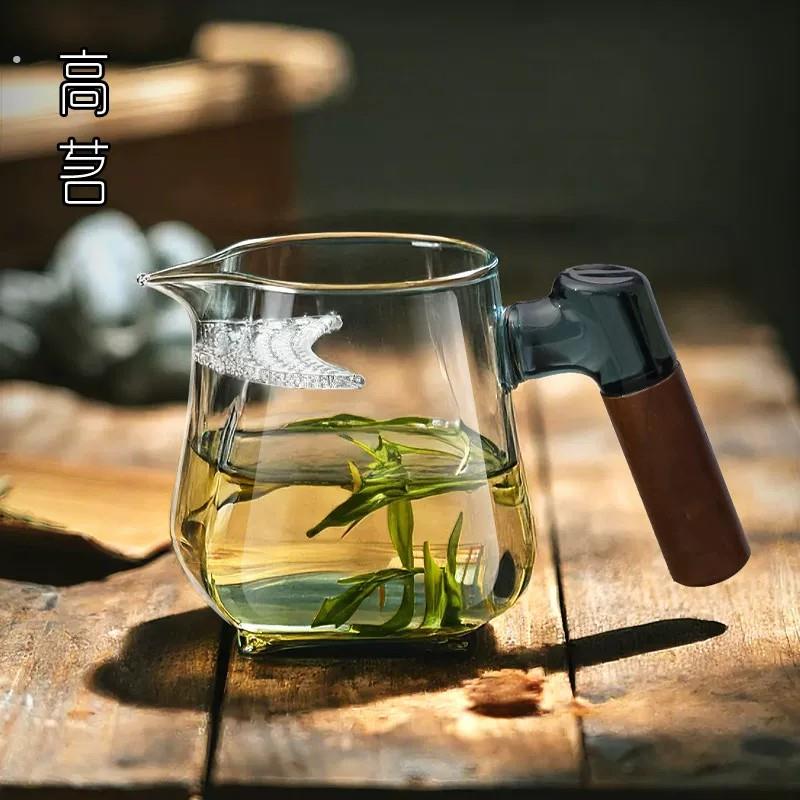 玻璃茶壶月牙过滤泡茶壶加厚一体式分茶器高档公道杯耐高温绿茶杯