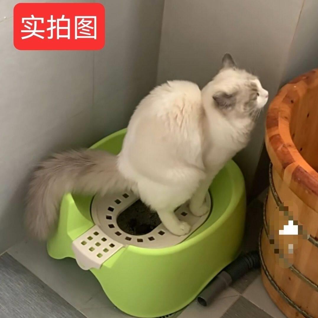 宠物蹲式猫砂盆半封闭式猫厕所猫咪如厕训练器猫咪蹲式马桶马桶