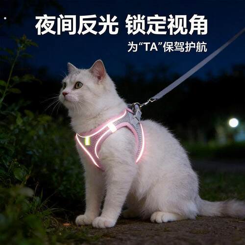 猫咪牵引绳可调节溜猫牵引绳猫绳子猫牵引防挣脱外出专用猫绳抱婴