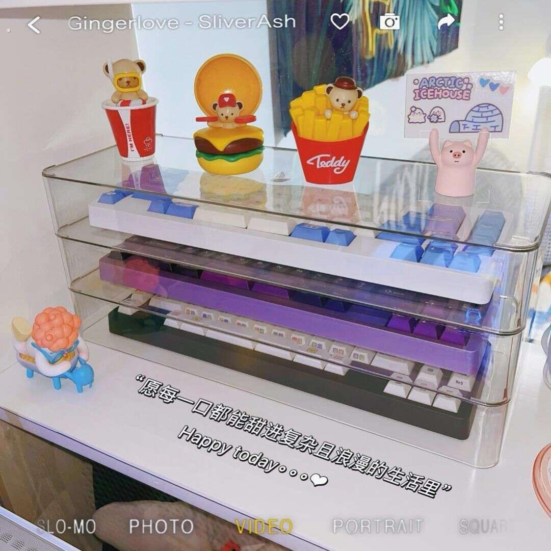 键盘展示架收纳盒透明防尘亚克力桌面机械键盘集合多层收纳置物架