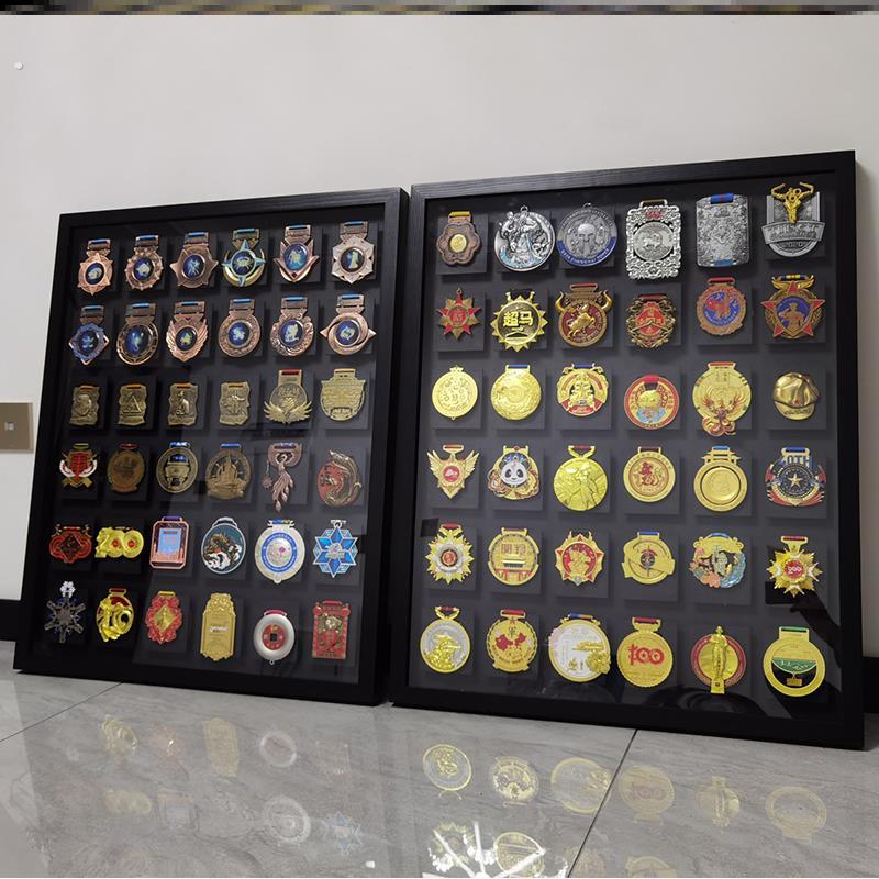 奖牌展示框奖章奖牌框马拉松奖牌收纳展示框架挂墙画框实木展示框