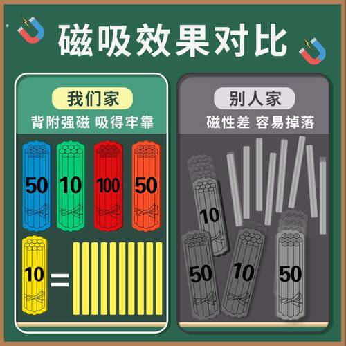 磁性计数棒教学演示计数片套装套装磁小学数学一二年级教具教师用