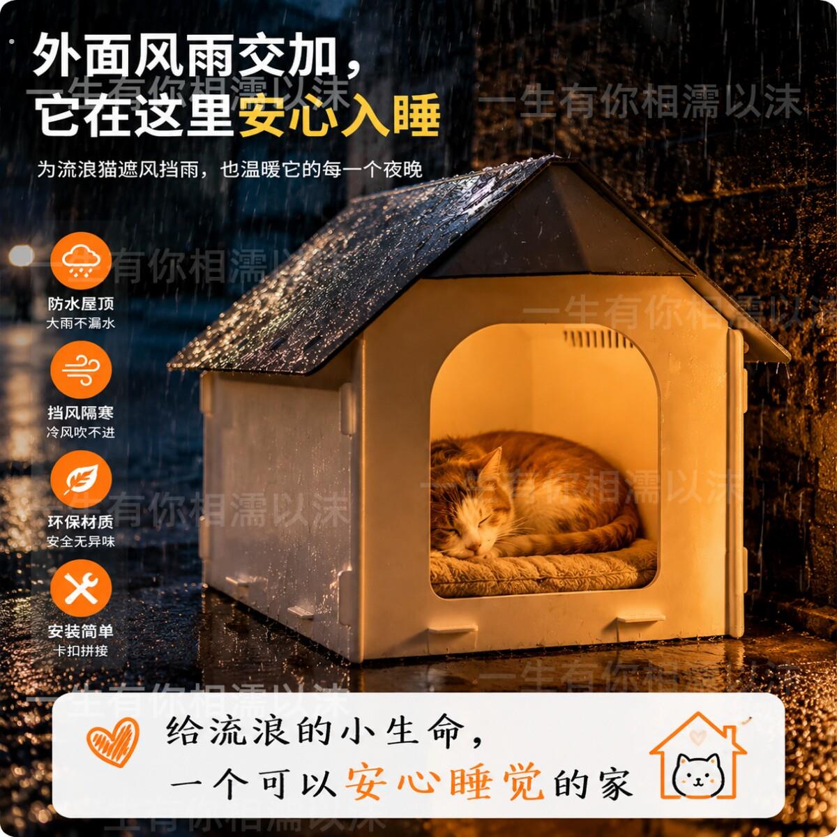 流浪猫户外窝喂食器太空舱半封闭式安全感防雨防风防潮食屋遮雨棚